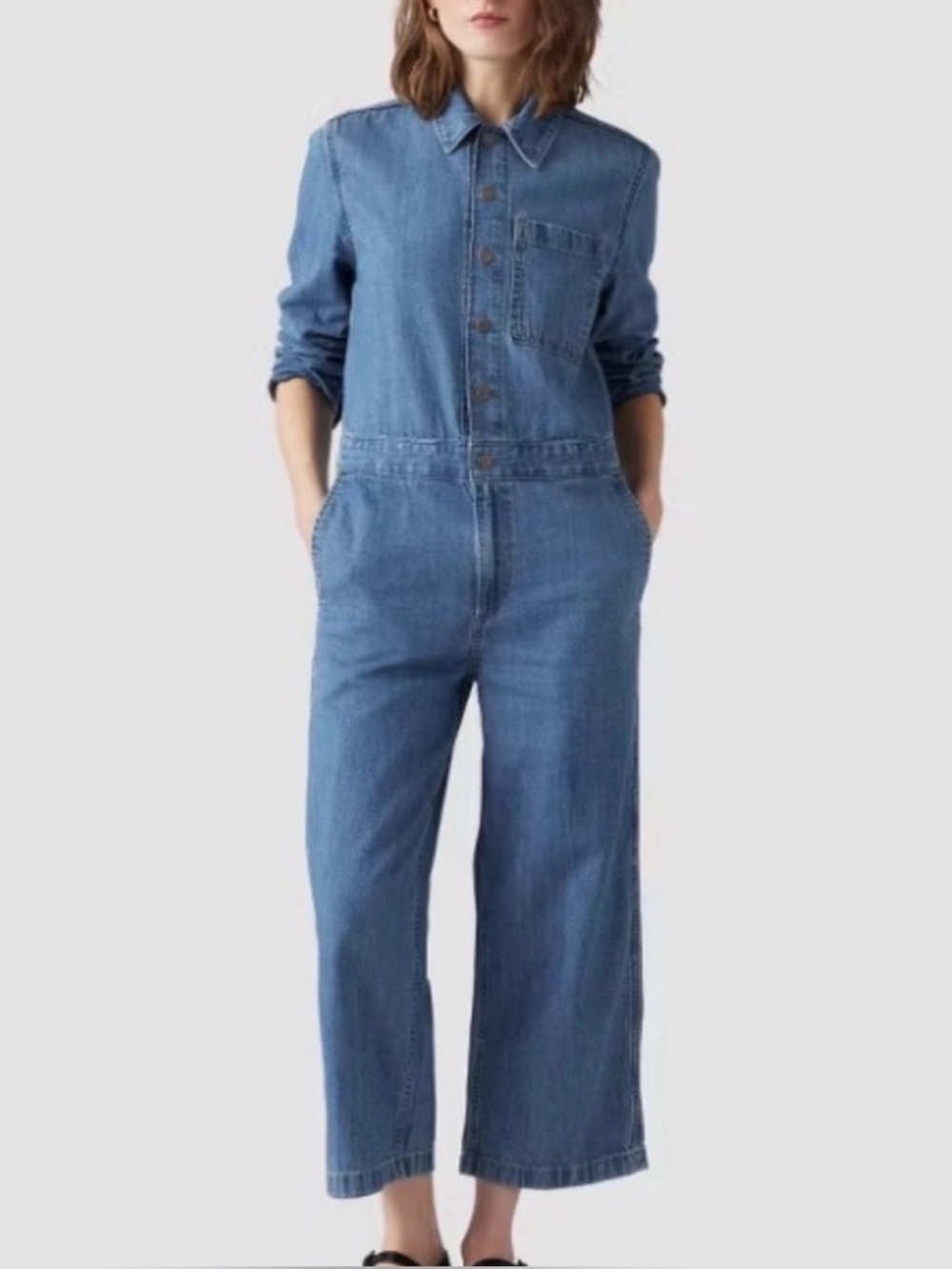 Levi’s Women’s Long Sleeve Heritage Denim Utility Jumpsuit - Blue Wash Small